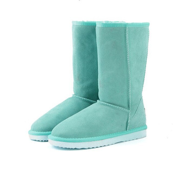 MBR FORCE Genuine leather Fur Snow boots women High quality Australia Boot Winter Boots for women Warm girls shoes Green Lake