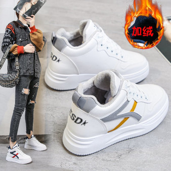 M10fall and winter Plush women's shoes warm cotton shoes leisure high top sports shoes inner heightening women's shoes