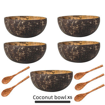 Natural Coconut Bowl Decoration Fruit Salad Noodle Rice Bowl Wooden Fruit Bowl Handicraft Decoration Creative Coconut Shell Bowl