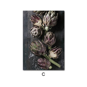 Artichoke Pomegranate Vegetable Fruit Raw Food Poster Canvas Print Kitchen Art Painting Modern Wall Picture Dining Room Decor