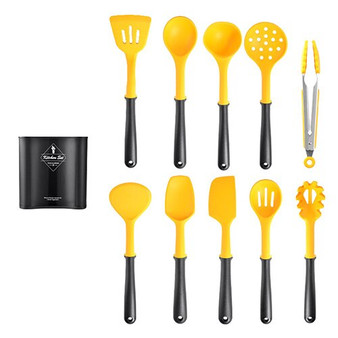 11PCS Silicone Cooking Utensils Set  Non-Stick Cookware Spoon Spatula Food Clip Storage Box Kitchenware Accessories Tools