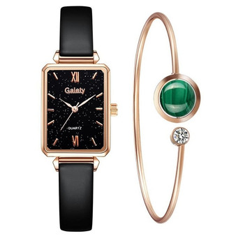 Gaiety Women Fashion Quartz Watch Bracelet Set Green Dial Luxury Women Watches Simple Rose Gold Mesh Ladies Watch Dropshipping