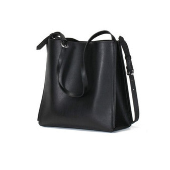 Coated Cowhide Leather Bag Solid Color Women Shoulder Bag Large Capacity Bucket Handbag 2020 New Autumn And Winter Tote Bag