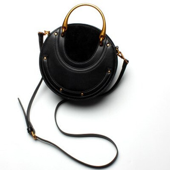 Coated Cowhide Leather women bag Retro Metal handbag small round rivet One Shoulder Messenger Bag