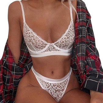 Women's Sexy Lingerie Sexy Bra Set Erotic Underwear Set Female Transparent Bra Sets Lace Embroidery Lingerie Set Brassiere Mujer