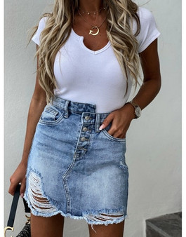 Brand New Woman Trendy Retro Washed Irregular Denim Skirt Female Summer High Waist Denim Skirts Elastic Bodycon Hip Saia jeans