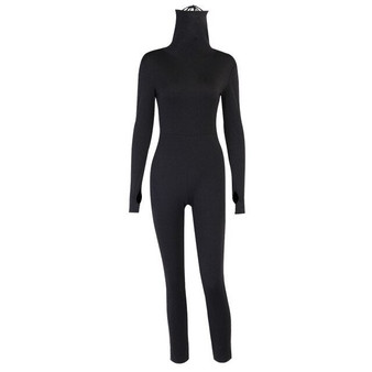 Hawthaw Women Autumn Winter Long Sleeve Soild Color Black Bodycon Female Jumpsuit Playsuit Romper 2020 Fall Clothes Streetwear