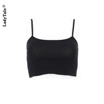 LadyTale New 2020 Fashion Women White Camisole Crop Top Solid Summer Camis Cotton Casual Tank Tops Sexy Short Black Top Bra