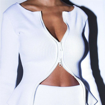 New 2019 Women's V-Neck Cardigan Double zipper Soft Knit Blouses Womens Ladies Jacket Coat Tops Females Shirts Hot Selling