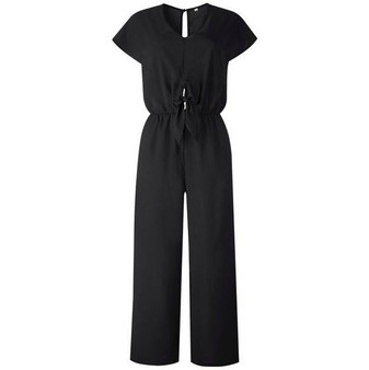 New 2019 Women Summer Playsuit V Neck Jumpsuit Short Sleeve Casual Simple Pants Sexy Women Rompers Combinaison Femme Hot