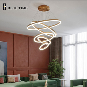 Modern Led Chandelier For Living room Dining room Metal Chandelier Lighting Hanging Gold 5 Circle Rings Lamp Lampare deco tech