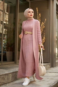 2 pcs Trench Coat Cardigan for Women Arabic Muslilm Clothing Long Dress Winter Autumn امرأة ستر Dubai Fashion English