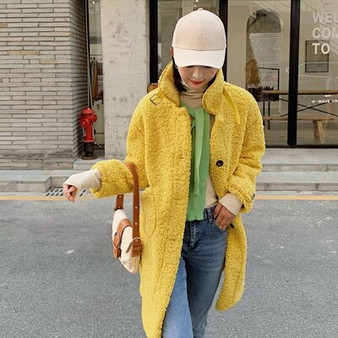 Warm Lamb Coat Woman Faux Fur Long Teddy Coat Female 2020 Autumn Winter Thicken Elegant Woolen Jacket Outerwear Overcoat Tops