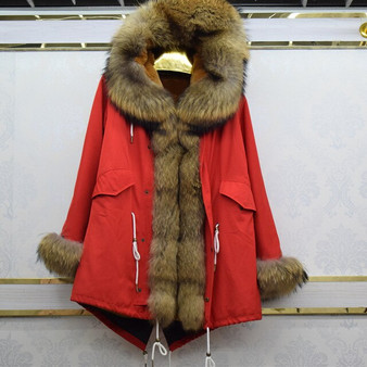 2019 natural fox fur coat jacket leather fox fur neckline hooded jacket fashion ladies long winter coat rabbit skin lining