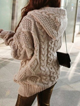 Hot Sale Women Knitted Hooded Cardigan Sweater Winter Autumn Warm Loose Outwear Tops CXZ