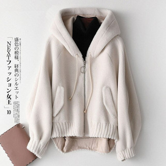 AYUNSUE Real Sheep Shearling Fur Coat Female Wool Coats Winter Jacket Women Hooded Korean Jackets for Women Clothes 2019 MY4145