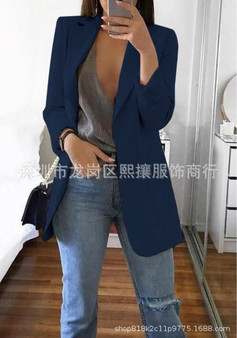 Blazer women fashion solid color double pockets solid color large size cardigan suits ladies jacket 2019 autumn women's clothing