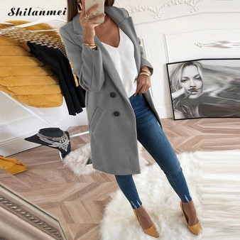 2019 New Elegant Women Wool Blend Coat Long Sleeve Turn-Down Collar Warm Autumn Winter Wool Women Jackets Casaco Feminino XXXL