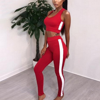 2019 Women's Tracksuit Tights Sportswear Fitness Yoga Suit Sport set For Female Gym Clothing Workout Two Piece Jumpsuit Crop top