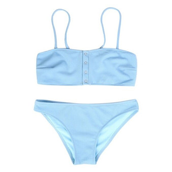 sexy Women Swimwear Bikini Solid Two-Piece  Swimsuit Tankini Beach Swimsuit blue summer Swimming Clothes Slim fit Beach biquini