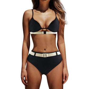 Women Swimwear Beachwear Patchwork two pieces Bikini Swimsuit Bathing Suit black biquini Solid color summer biquinis feminino