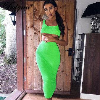 Dulzura 2019 summer women two piece set skirt set crop top tops sexy knitted festival party tracksuit clothes streetwear elegant