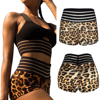 LASPERAL Women Sexy Leopard Print Push Up Yoga Shorts For Female High Waist Sports Clothing Gym Fitness Workout Leggings Tights