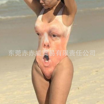 Funny Trump 3D Print One Piece Swimsuit Women Swimwear Sexy Push Up Bikinis Swimsuit Female Monokini Beachwear Bathing Suit 2019
