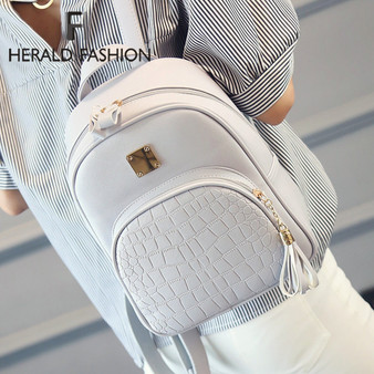 Herald Fashion Pu Leather Backpack Women Backpack High Quality Classic Bagpacks School Bag Mochila Feminina Bag For Student Hot