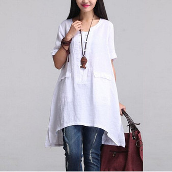 2018 Plus Size M-3XL Summer Cotton Linen Elegant Dress For Women Casual Party Club Dresses Loose Tunic Lady big Dress