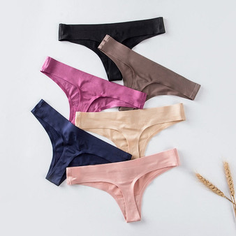 6pcs/lot Ice Silk Thong Panties Sexy G String Briefs Seamless Thongs Women Underwear Panties for Girls Ladies Panty DULASI