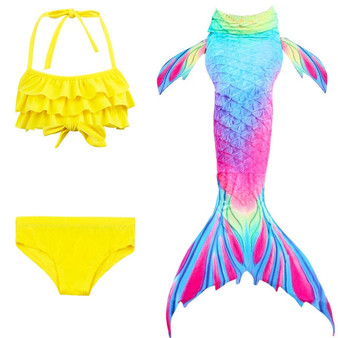 2019 New Blue Children Mermaid Swimwear Girls Colorful Bikini Children Split Kids Swimsuit Mermaid Tail with Monofin Fin