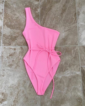 2019 Maillot De Bain Badpak  Swimwear Women  Sexy Pure Color One Piece Swimsuit Metal Belt Swimsuit Swimming Suit For Women