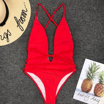 Bikini 2019 Swimming Suit For Women  Bathing Suit One-piece Swimsuit Sexy Pure Deep V Backless Swimwear Maillot De Bain Femme