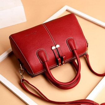 Fashion Patchwork Genuine Leather Women's Handbags Luxury Shoulder CrossBody Bag Ladies Messenger Bags Boston Women Tote Bags