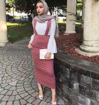 5 Colors Abaya Muslim Skirt Women Suspender Skirt Maxi Pencil Middle East Bodycon Abaya High Waist Sheath Long Skirt Islamic New