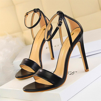 2019 Ankle Buckle Stiletto Women's Sandals Summer Shoes Open Toe High Heels Sexy Party Office Leather Sandals Woman Big Size 40