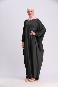 Casual Muslim Abaya Bat Sleeve Maxi Dress Cardigan Loose Long Robe Gowns Ramadan Turkey Islamic Prayer Clothing Worship Service