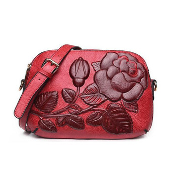 New Fashion PU Leather Women Bag Rose Flower Natural Leather Women Messenger Bag Vintage Chinese style Shoulder Bag sac a main