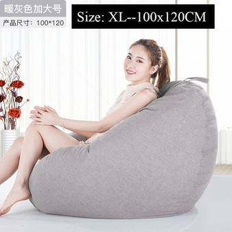 Bean Bag Sofa Cover Chairs Pouf Puff Linen Cloth Lazy BeanBag Sofas Without Filling Lounger Seat Tatami Living Room Furniture