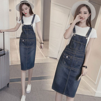 S-5XL Plus Size Denim Dress 2019 Summer Style Loose Strap Jeans Dress Preppy Suspender Denim Sundress Denim Overall Dress HS186