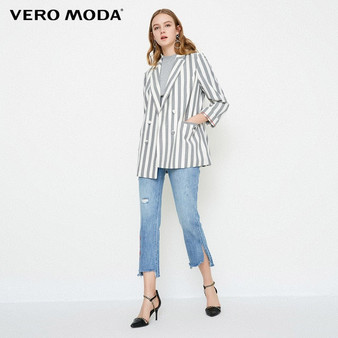 Vero Moda new striped pattern cropped sleeve casual blazer|318208525