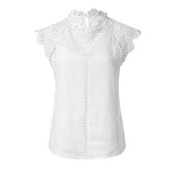 Summer 2019 Womens Tops And Blouses Lace Patchwork Sleeveless Solid Shirt Women Blouse Blusas Roupa Feminina SJ2036M