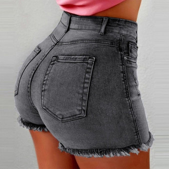 2019 New pattern Women High Waist Denim Shorts Ripped Hole Bodycon Short Feminino Summer Shorts Jeans With Tassel