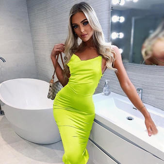 Dulzura 2019 summer women long dress satin sleeveless bandage backless elegant party dress vestidos sexy elegant hollow out