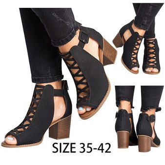Buzzyfuzzy Womens Platform Open Toe Ankle Strap Zipper Back High Heel Sandals