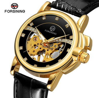 Women's Mechanical Watches Ladies Gold Case Skeleton Design Waterproof Leather Band Wristwatches Woman Watch 2019 Montre Femme