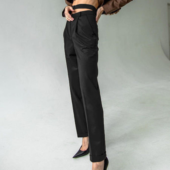 Weekeep High Waist Hollow Out Trousers Women High Waist Sexy Straight Trousers Women 2019 Fashion Pantalon Femme