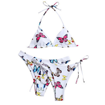 Women Butterfly Print High Waist Bikini Two Pieces Set Ladies Sexy Push Up Swimwear Swimsuit Plus Size Beachwear Bathing Suit