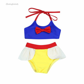 New Model 2-8 years Girl Bikini set two pieces swimwear Girls Blue Yellow Red sling swimsuit children sunny beach suits swimming